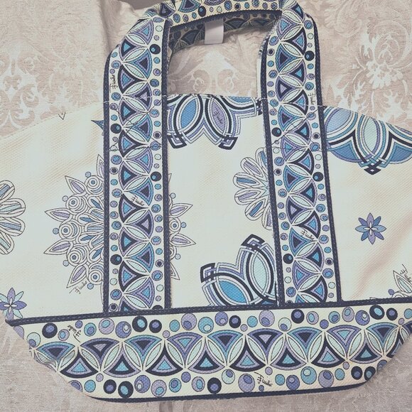 Emilio Pucci blue purple mandala snowflake canvas tote Italy Marilyn Monroe - Picture 2 of 12